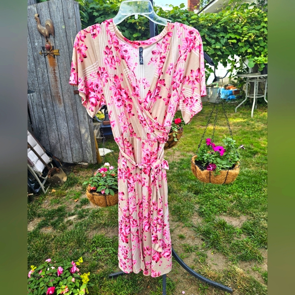 Floral Pink Midi Dress